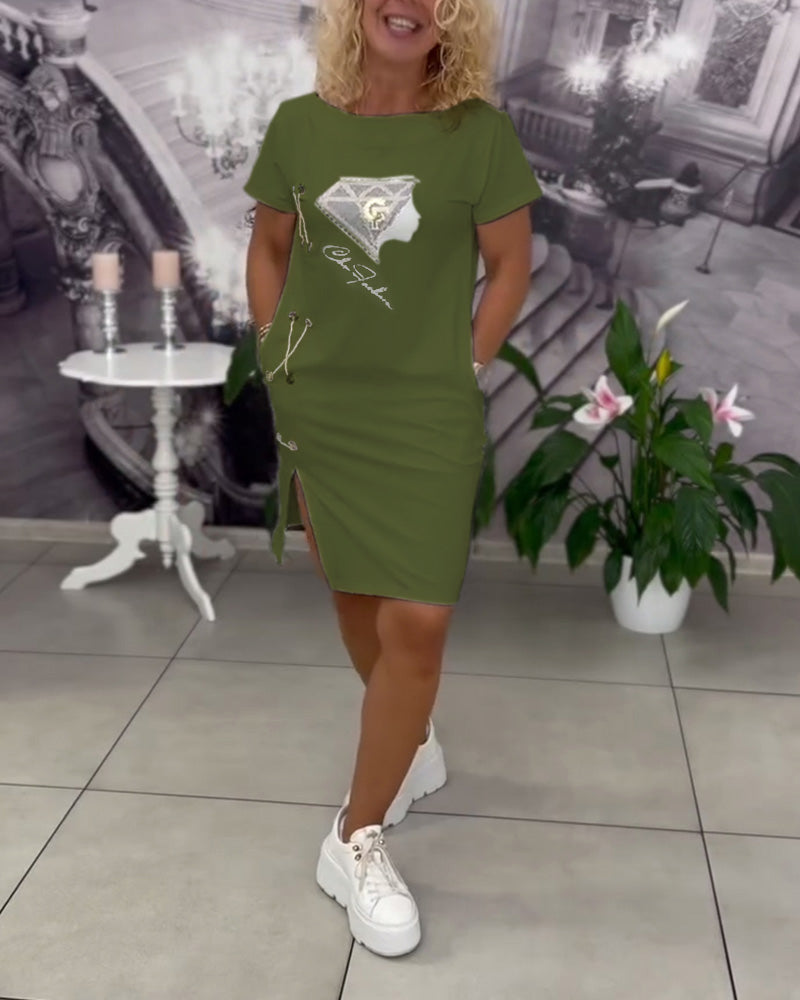 Liora™ | Women’s Printed Bodycon Dress with Slit