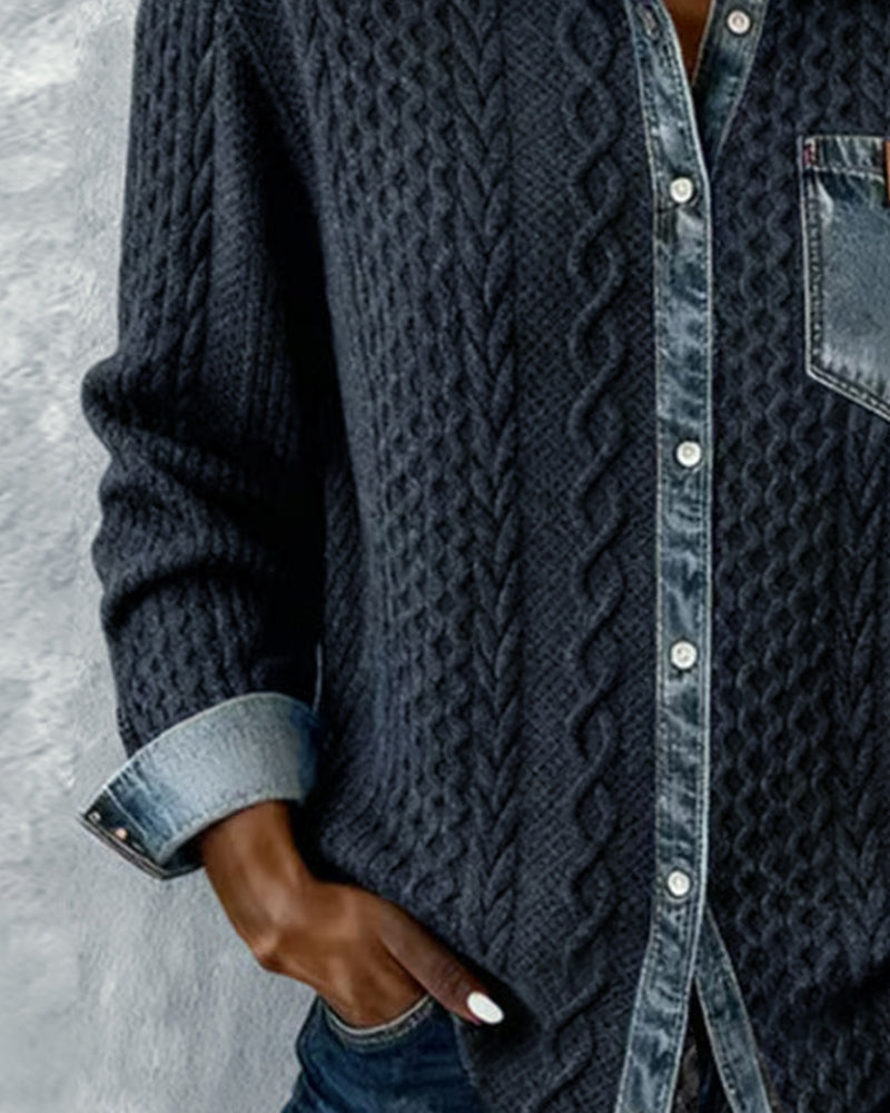 Maeve™ | Women’s Long Sleeve Shirt with Denim Patchwork