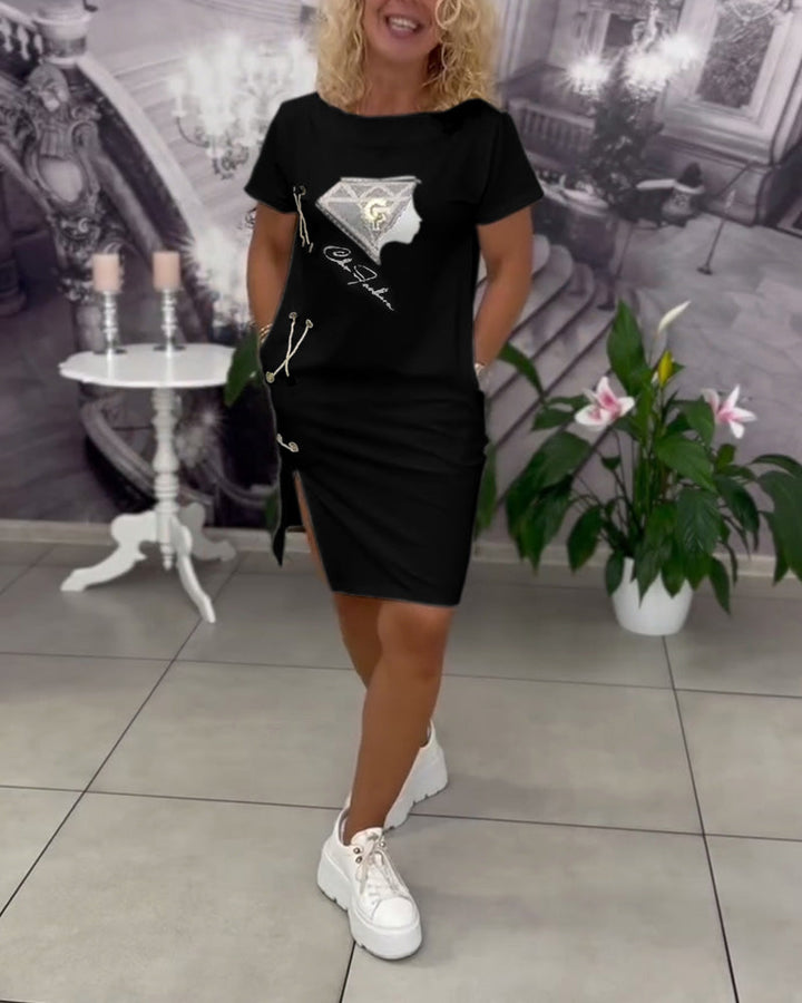 Liora™ | Women’s Printed Bodycon Dress with Slit