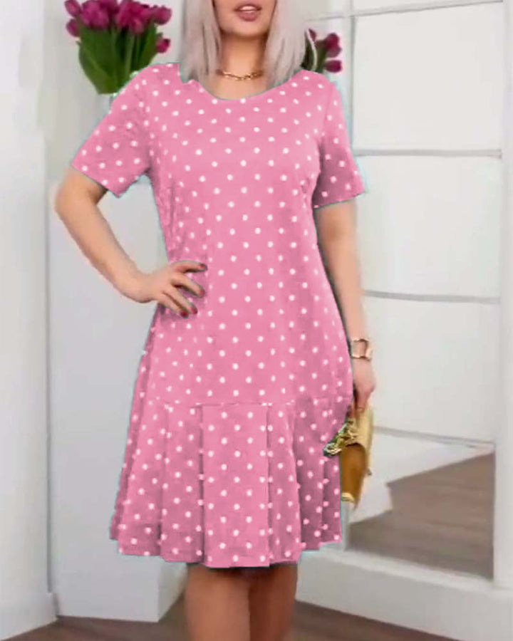 Beatrice - Casual dress with polka dot print and short sleeves