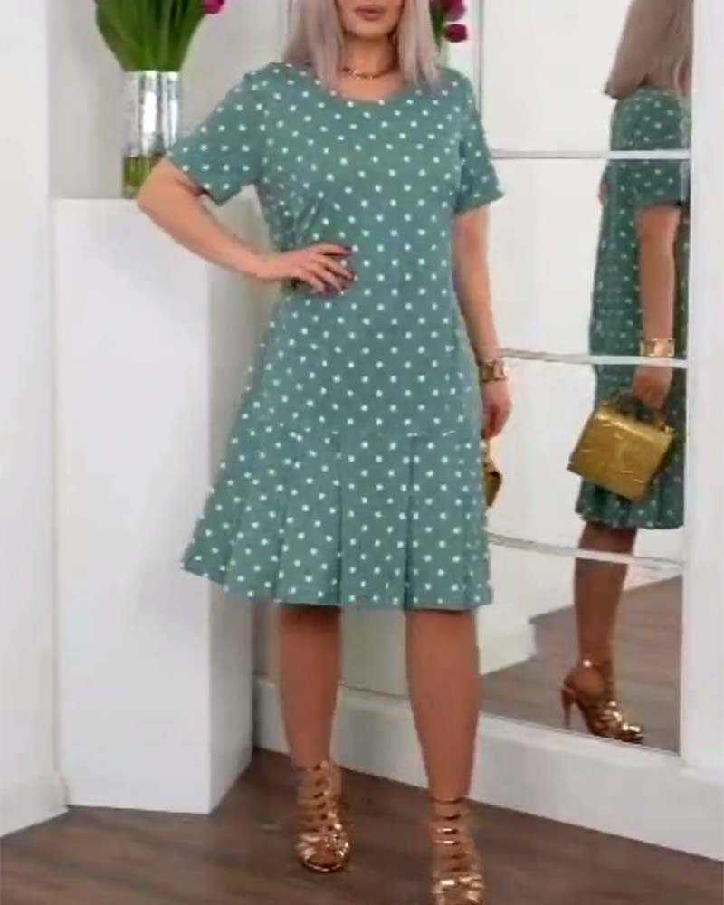 Beatrice - Casual dress with polka dot print and short sleeves