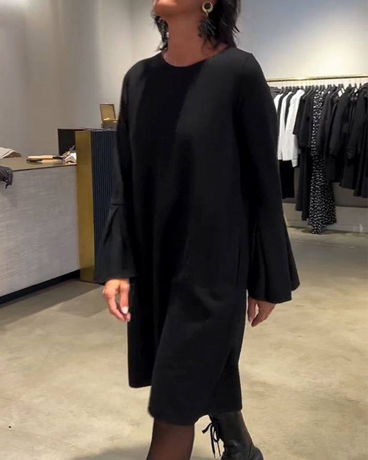 Celin™ | Women’s Solid Color Dress with Flutter Sleeves and Ruffle Detail