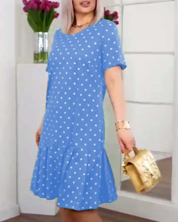 Beatrice - Casual dress with polka dot print and short sleeves