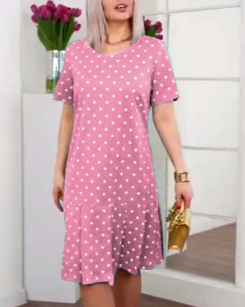 Beatrice - Casual dress with polka dot print and short sleeves