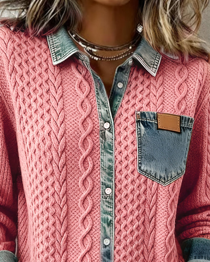 Maeve™ | Women’s Long Sleeve Shirt with Denim Patchwork
