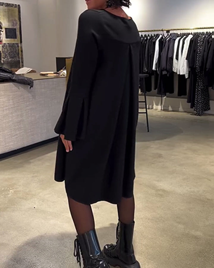 Celin™ | Women’s Solid Color Dress with Flutter Sleeves and Ruffle Detail