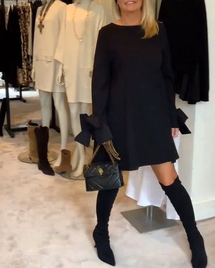 Ines™ | Women’s Bold Dress with Round Collar and Flounce Sleeves