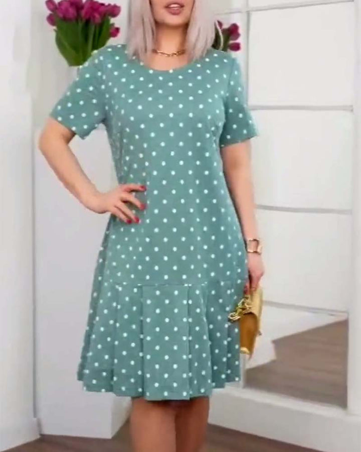 Beatrice - Casual dress with polka dot print and short sleeves