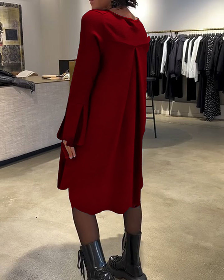 Celin™ | Women’s Solid Color Dress with Flutter Sleeves and Ruffle Detail