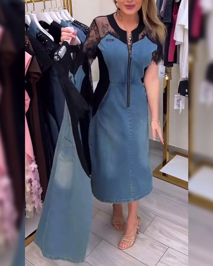 Azra™ | Women’s Fashion Dress with Lace Sleeves