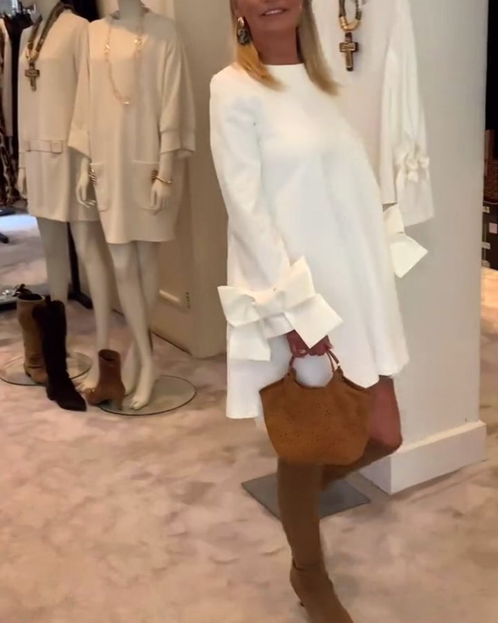 Ines™ | Women’s Bold Dress with Round Collar and Flounce Sleeves