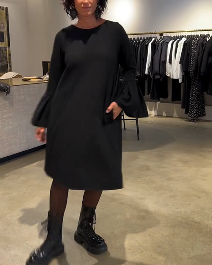 Celin™ | Women’s Solid Color Dress with Flutter Sleeves and Ruffle Detail